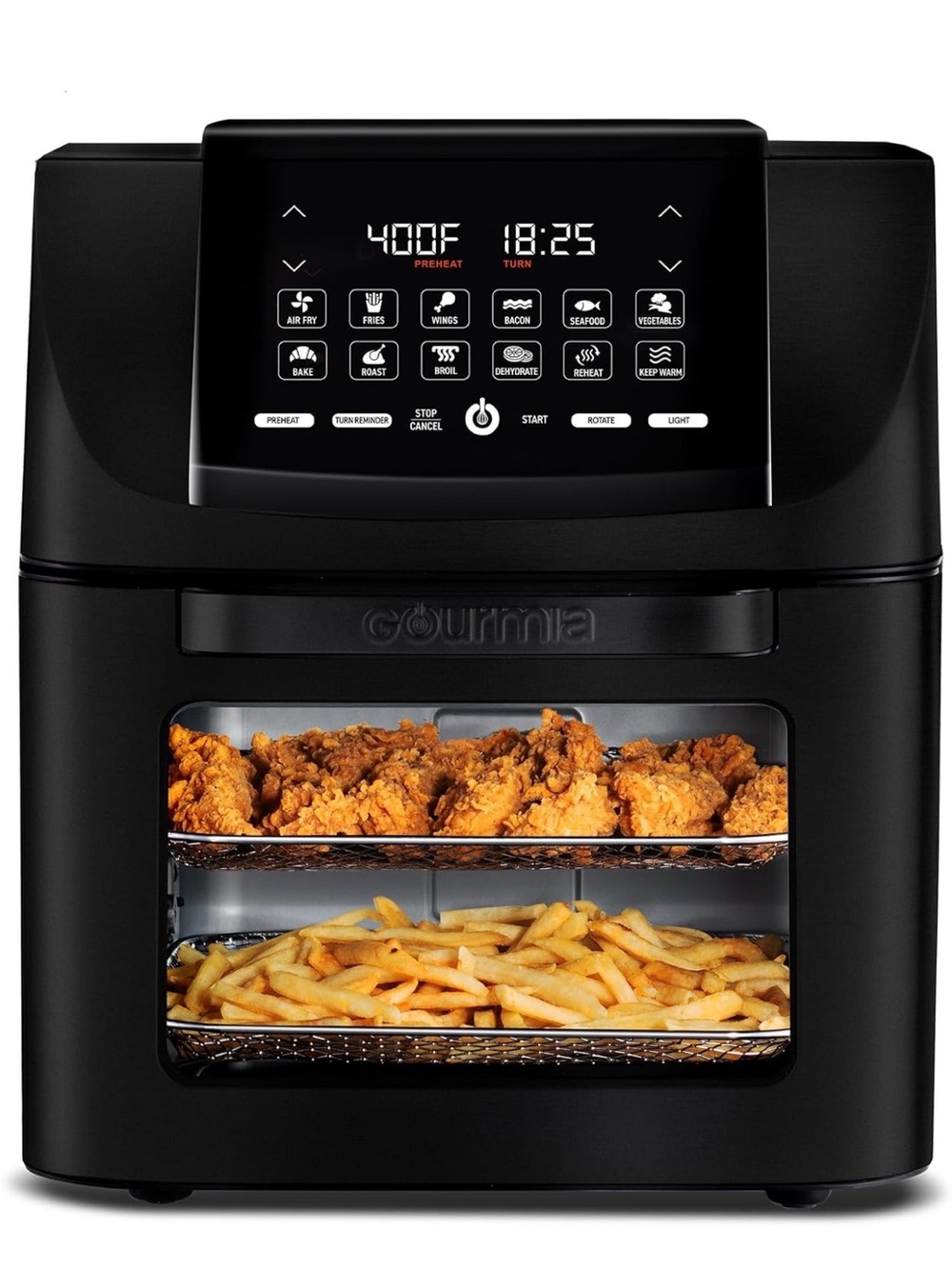 Gourmia Air Fryer - 14 Qt Rotisserie Oven with Window, Black